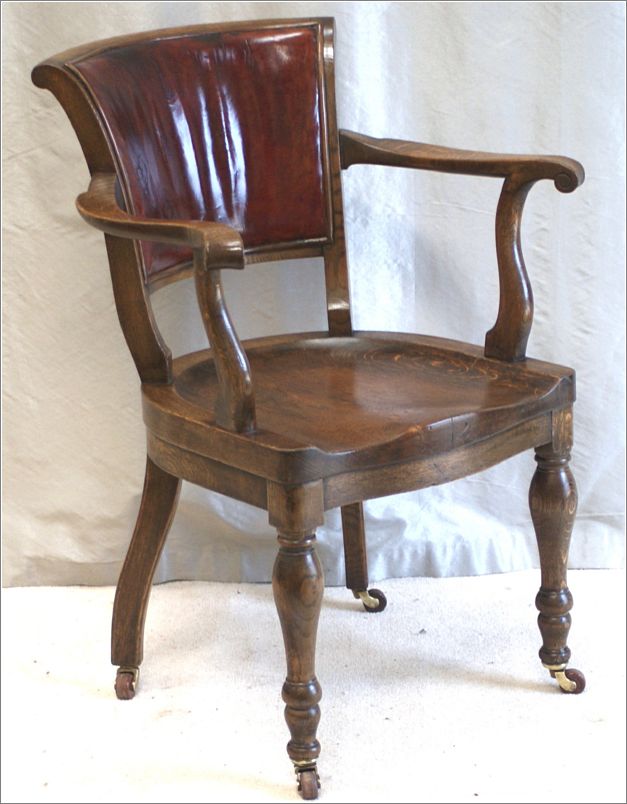 9049 Antique Oak Desk Chair by Shoolbred London (1)